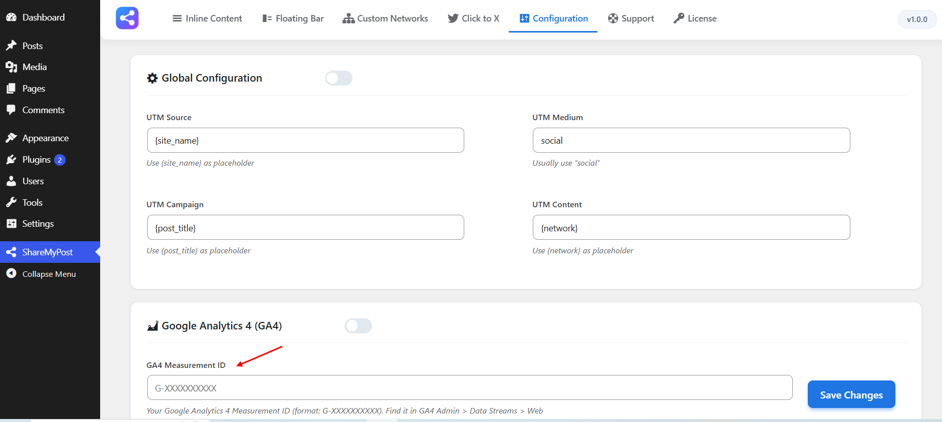 Floating Bar settings screenshot